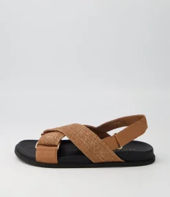 Online Midas Shoes Valery Dark Tan Leather Woven Sandals