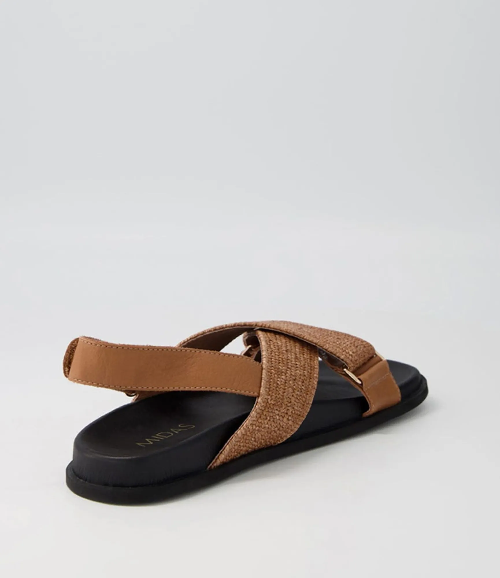 Online Midas Shoes Valery Dark Tan Leather Woven Sandals