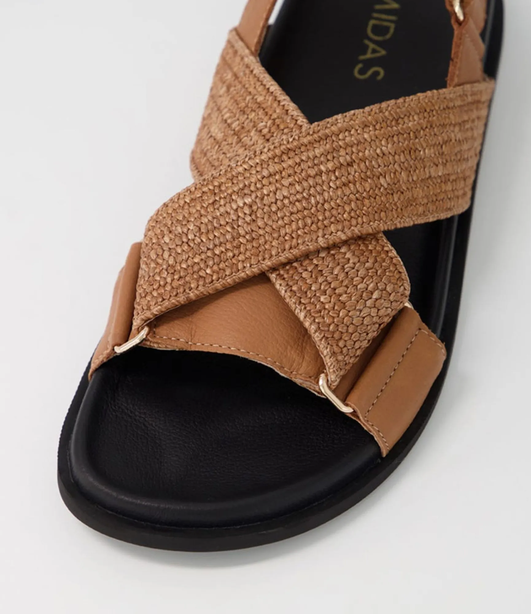 Online Midas Shoes Valery Dark Tan Leather Woven Sandals