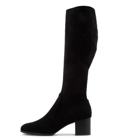 New Midas Shoes Varry Black Stretch Microsuede Long Boots