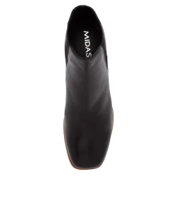 Outlet Midas Shoes Veena Black Leather Chelsea Boots Nh