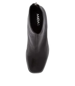 Best Sale Midas Shoes Vilani Black Leather Ankle Boots Bh
