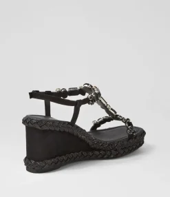 Discount Midas Shoes Vonto Black Suede Jewels Sandals