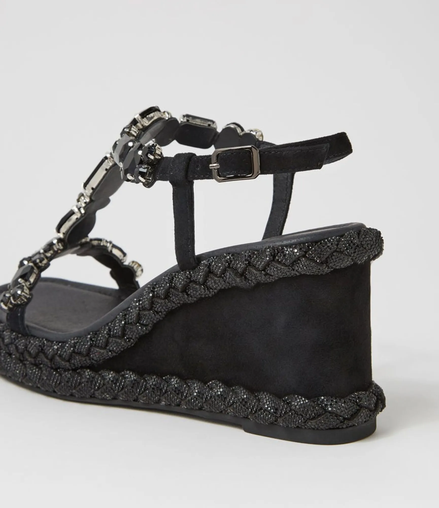 Discount Midas Shoes Vonto Black Suede Jewels Sandals