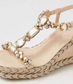 New Midas Shoes Vonto Latte Suede Jewels Sandals
