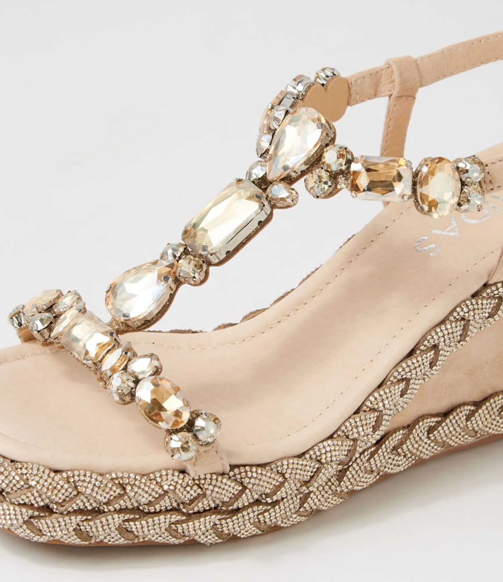 New Midas Shoes Vonto Latte Suede Jewels Sandals