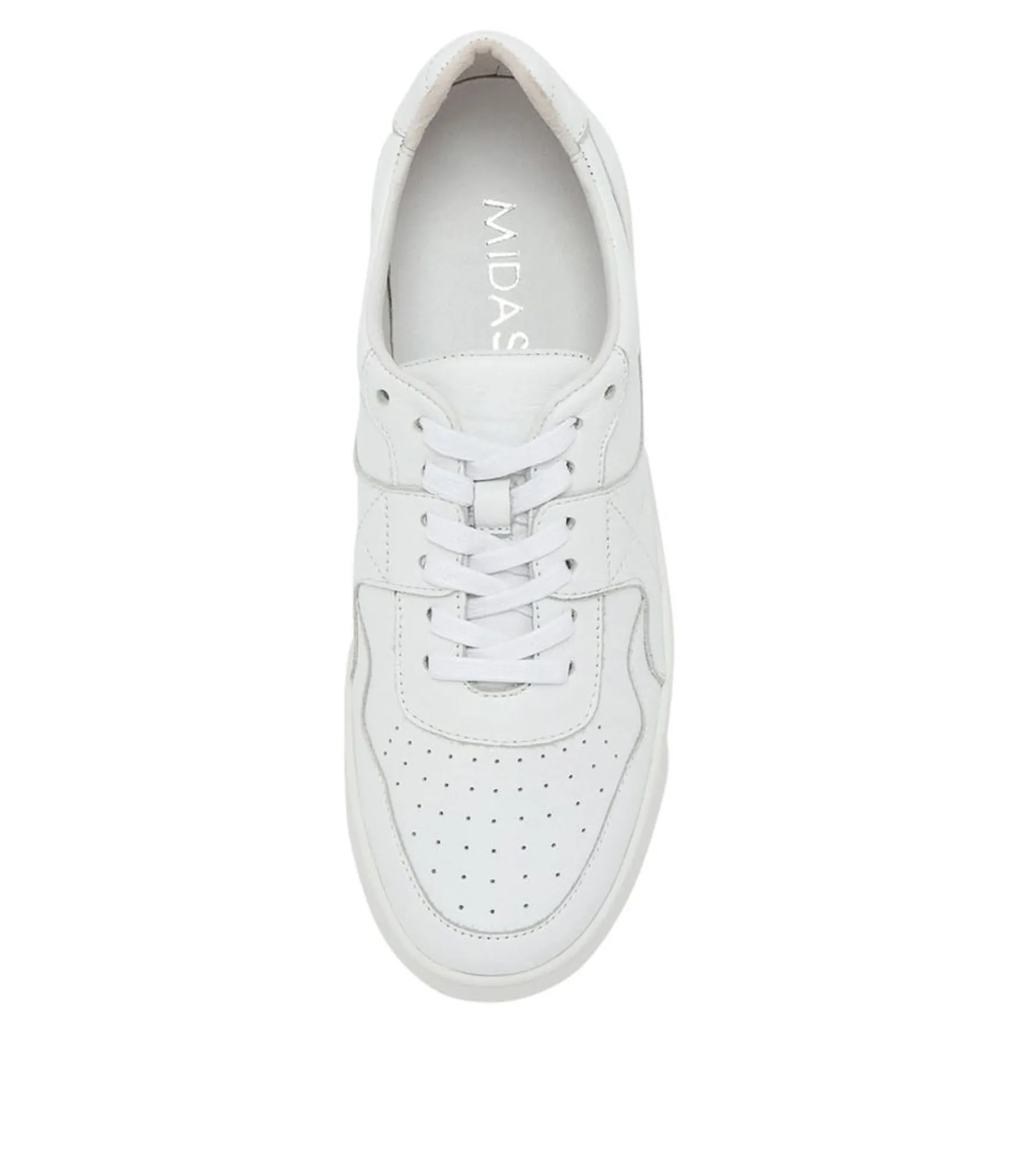 Discount Midas Shoes Wabel White Leather Sneakers