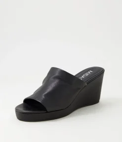 Hot Midas Shoes Walli Black Leather Slides