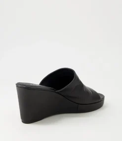 Hot Midas Shoes Walli Black Leather Slides