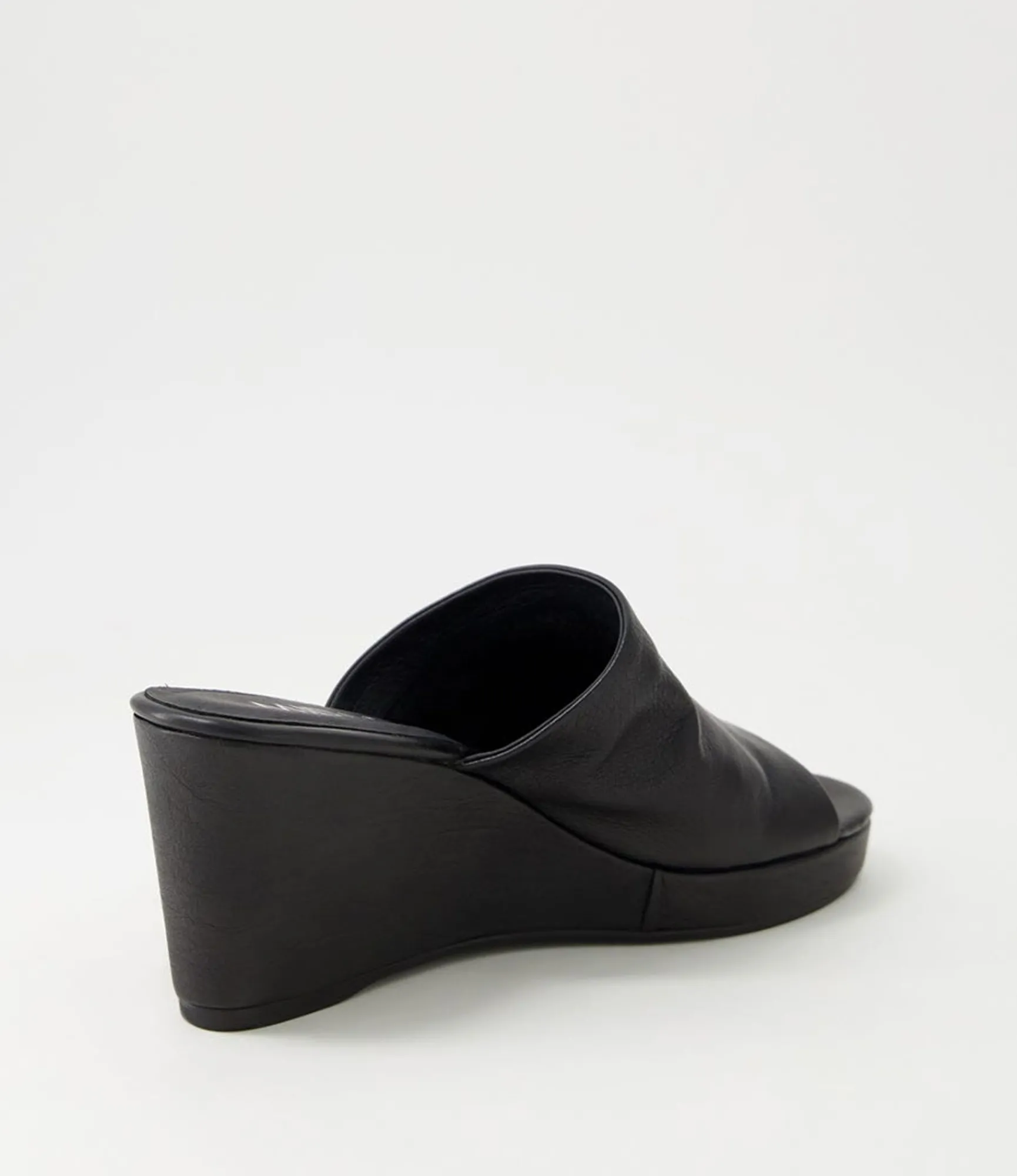 Hot Midas Shoes Walli Black Leather Slides