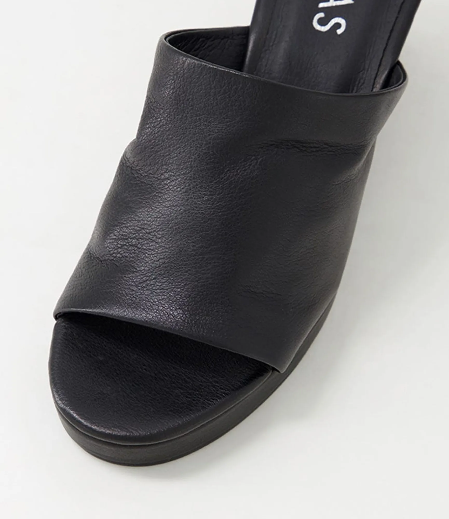 Hot Midas Shoes Walli Black Leather Slides