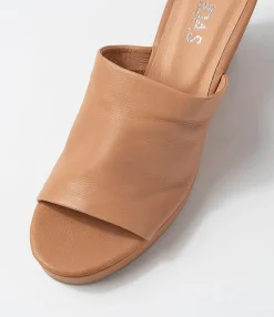 Best Sale Midas Shoes Walli Dark Tan Leather Slides