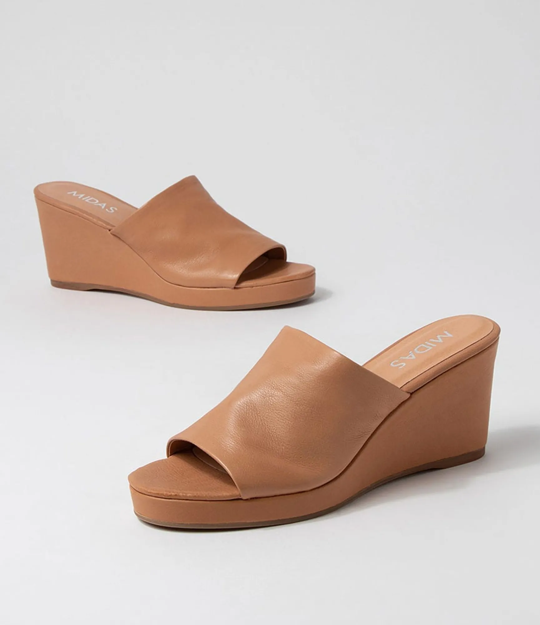 Best Sale Midas Shoes Walli Dark Tan Leather Slides