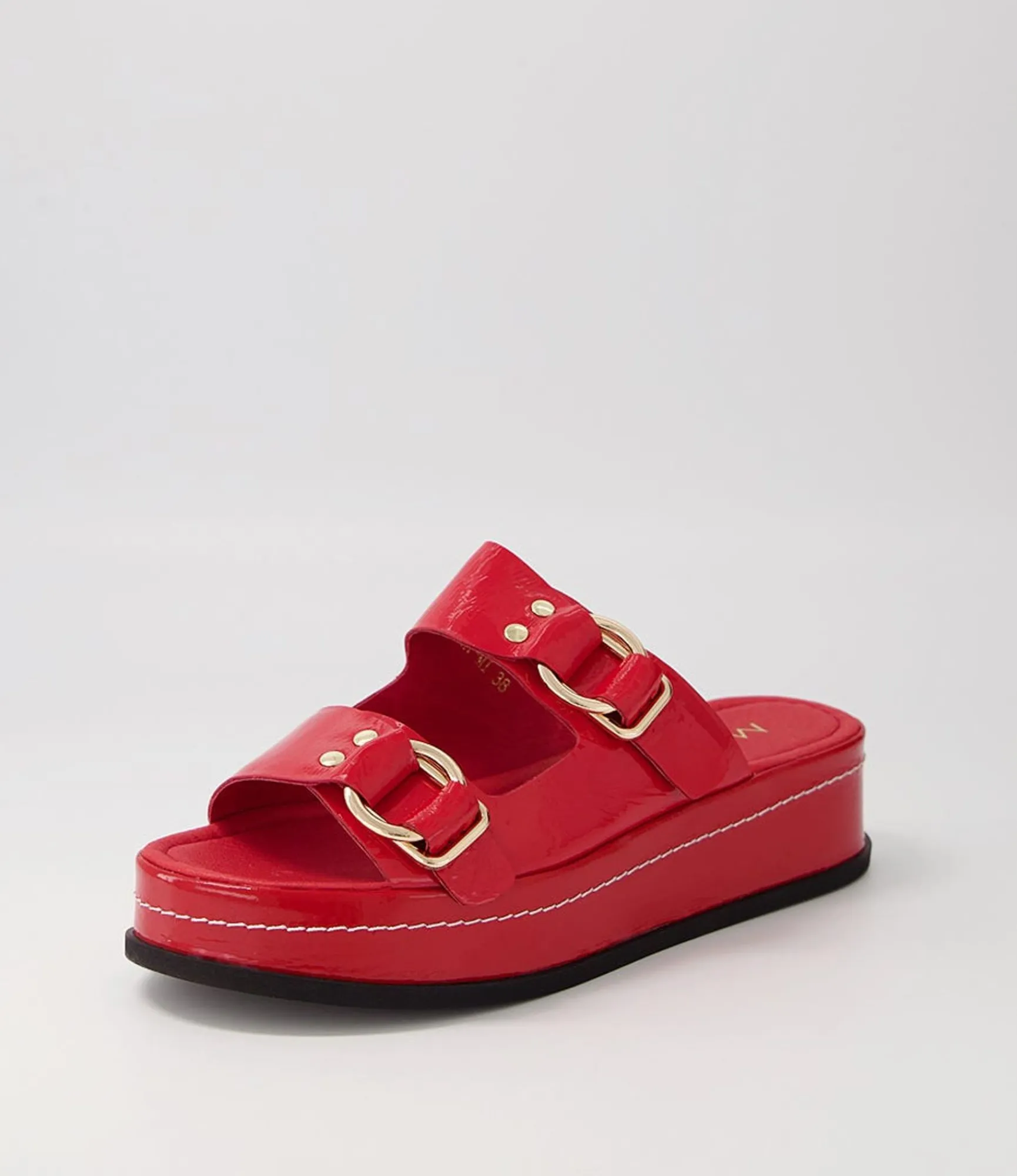 Fashion Midas Shoes Wandery Red Wrinkle Patent Sandals