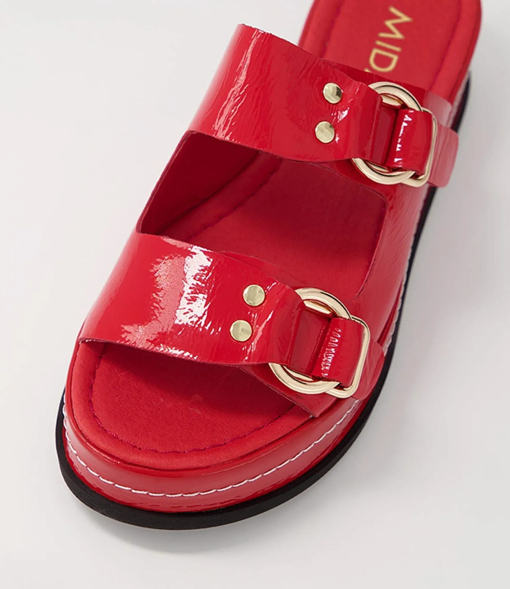 Fashion Midas Shoes Wandery Red Wrinkle Patent Sandals