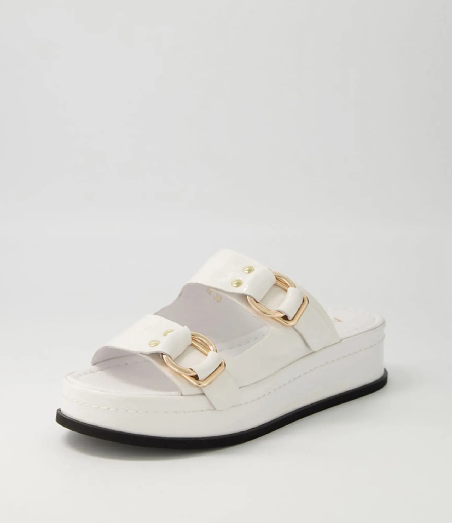 Outlet Midas Shoes Wandery White Wrinkle Patent Sandals