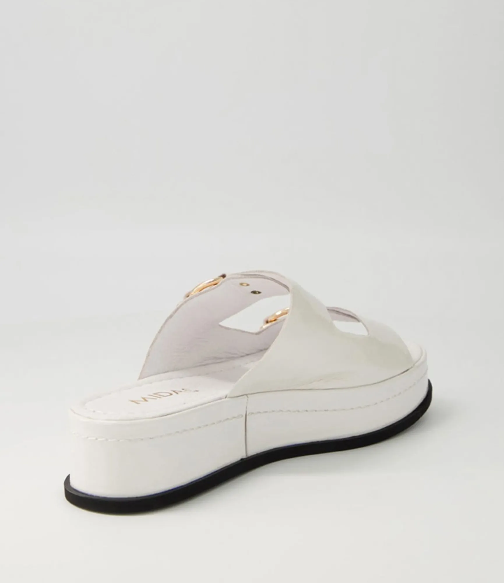 Outlet Midas Shoes Wandery White Wrinkle Patent Sandals