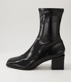 Fashion Midas Shoes Westina Black Stretch Patent Pu Ankle Boots