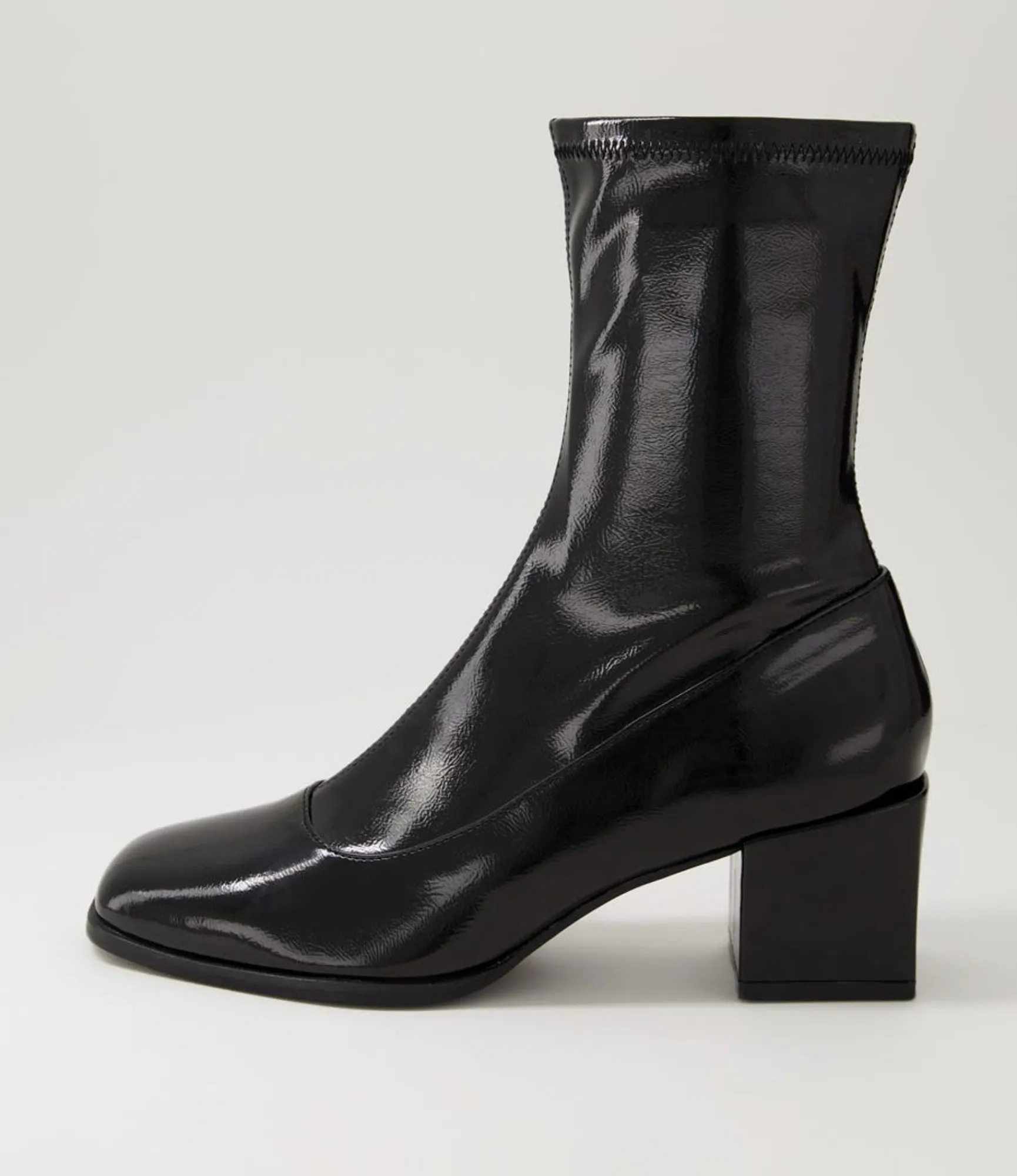 Fashion Midas Shoes Westina Black Stretch Patent Pu Ankle Boots