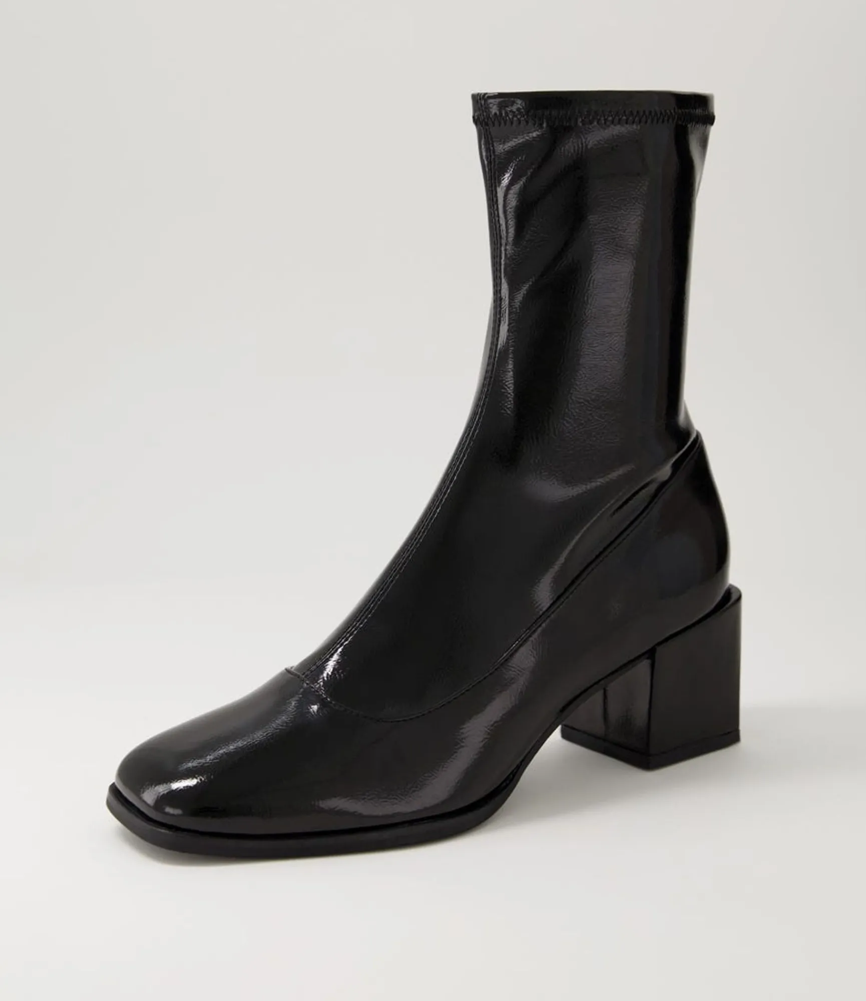 Fashion Midas Shoes Westina Black Stretch Patent Pu Ankle Boots
