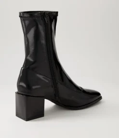 Fashion Midas Shoes Westina Black Stretch Patent Pu Ankle Boots