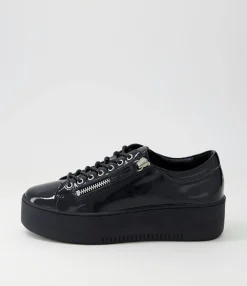 New Midas Shoes Wether Black Patent Leather Sneakers