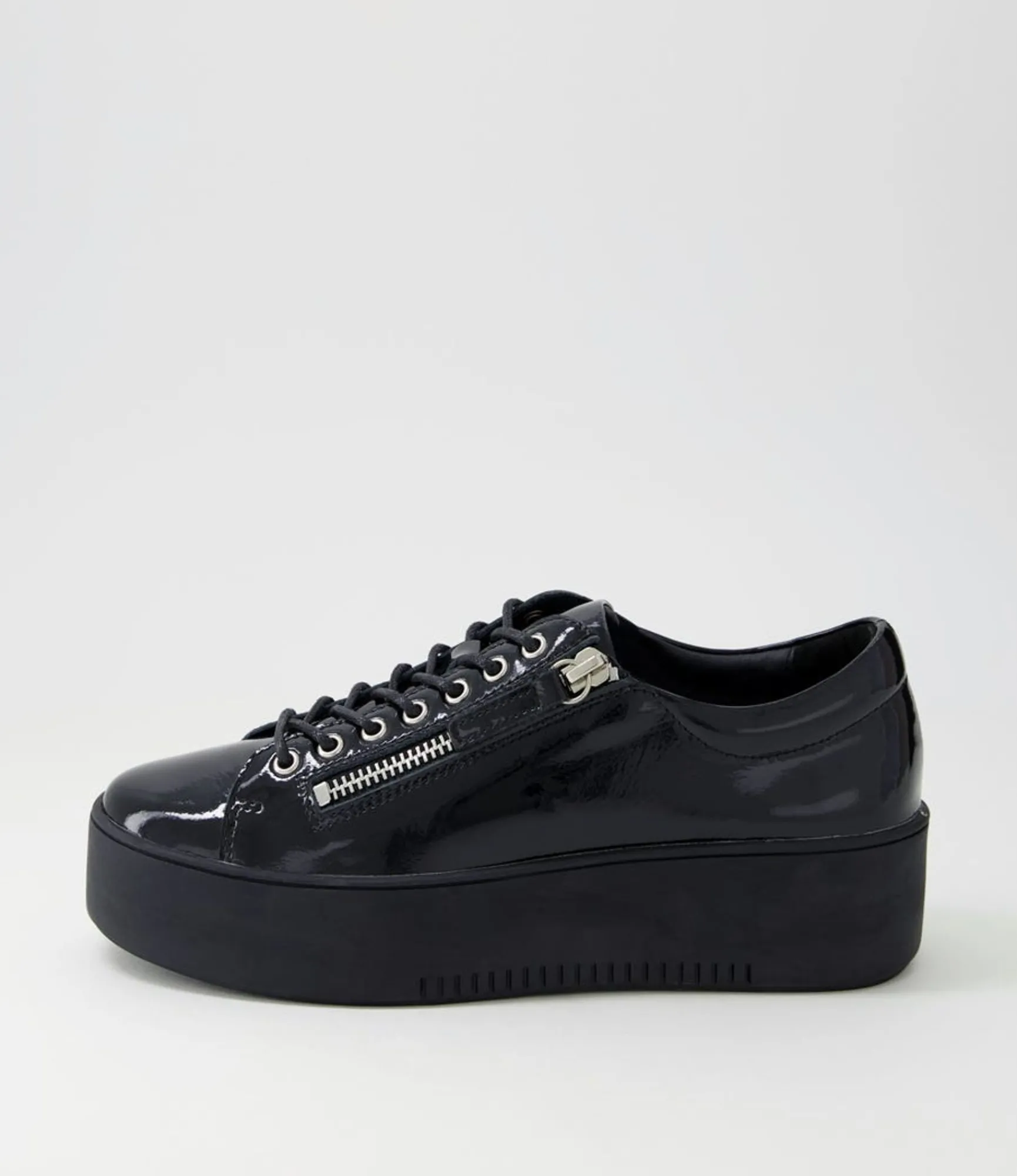 New Midas Shoes Wether Black Patent Leather Sneakers