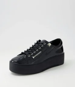 New Midas Shoes Wether Black Patent Leather Sneakers