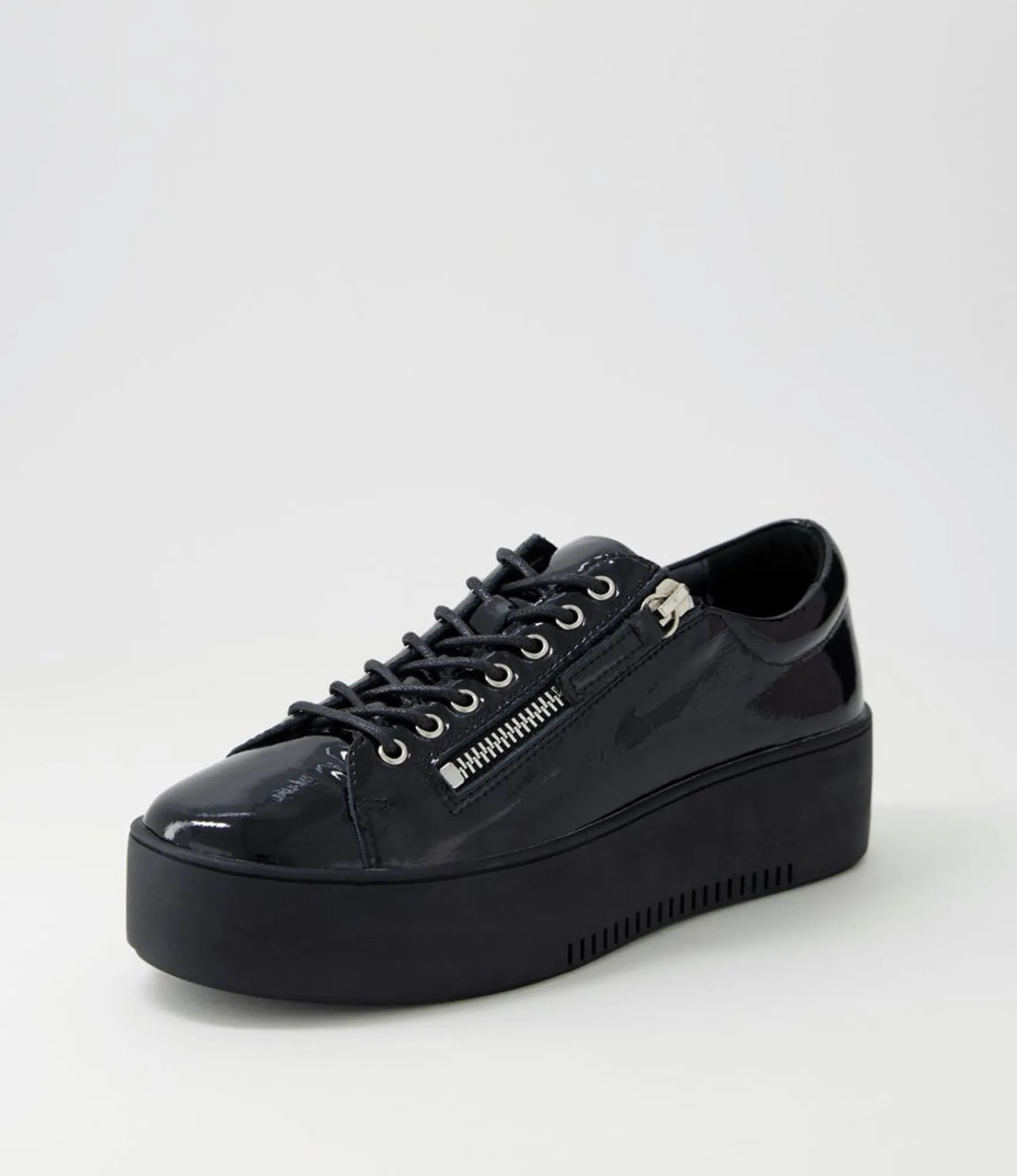 New Midas Shoes Wether Black Patent Leather Sneakers