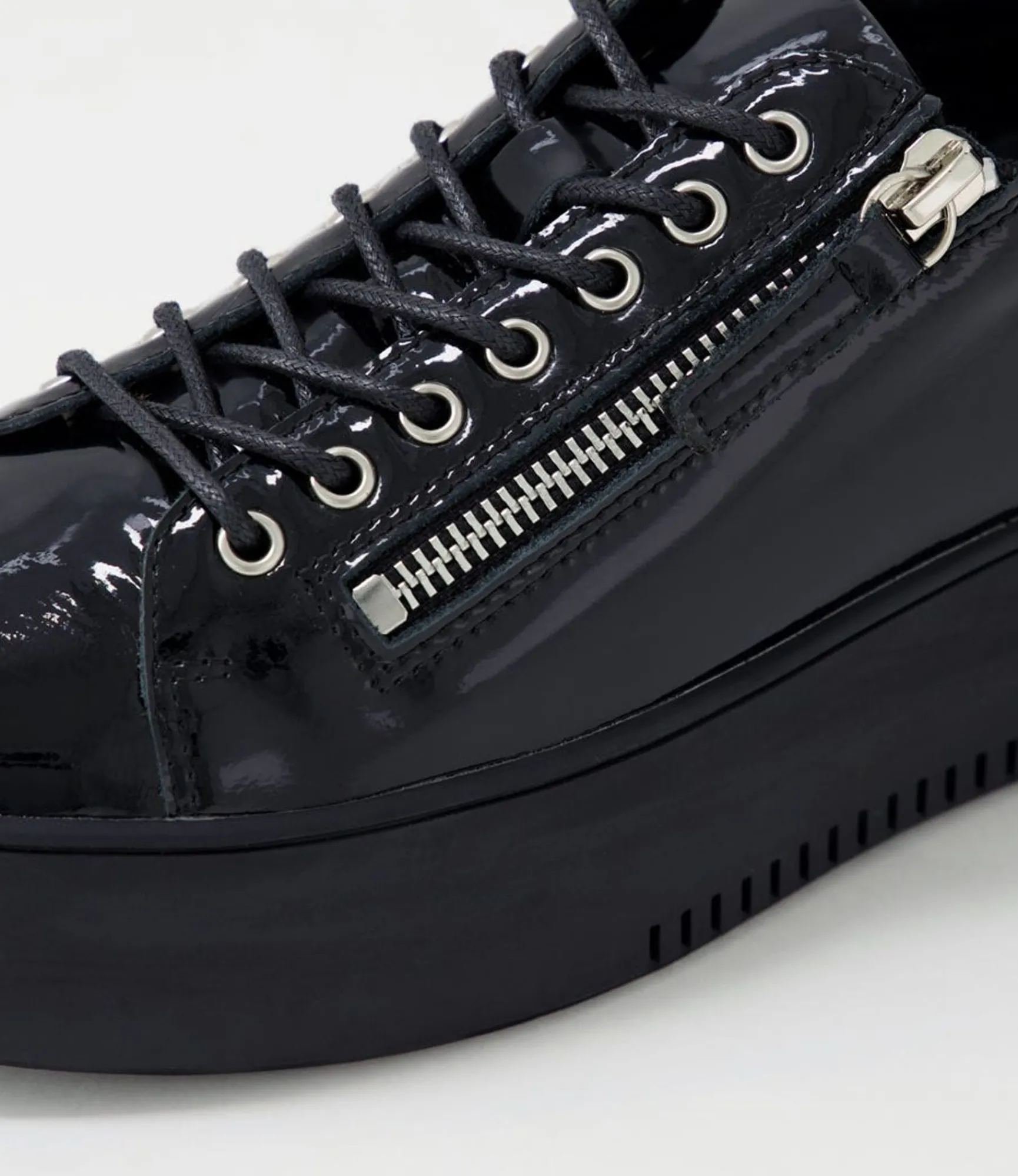 New Midas Shoes Wether Black Patent Leather Sneakers