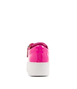Fashion Midas Shoes Wether Hot Pink Patent Leather Sneakers Ws