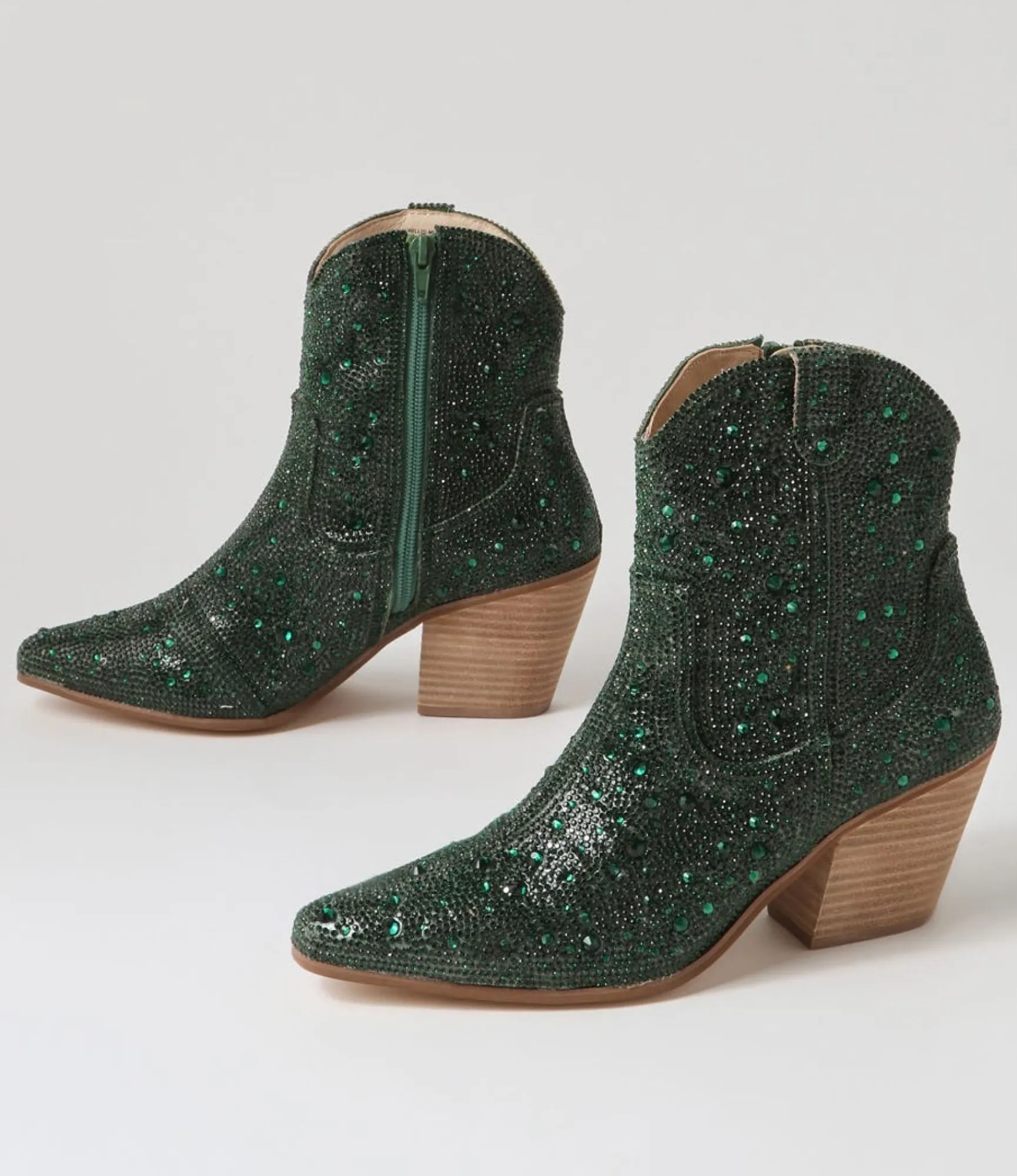 Fashion Midas Shoes Willis Green Jewel Fabric Ankle Boots