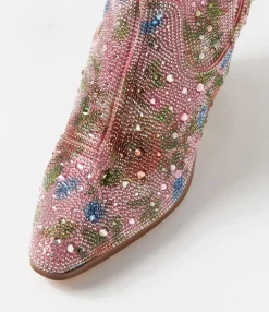 Store Midas Shoes Willis Pink Multi Jewel Fabric Ankle Boots