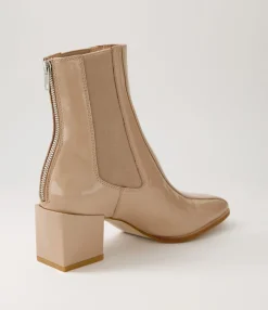 Hot Midas Shoes Winni Camel Patent Leather Chelsea Boots