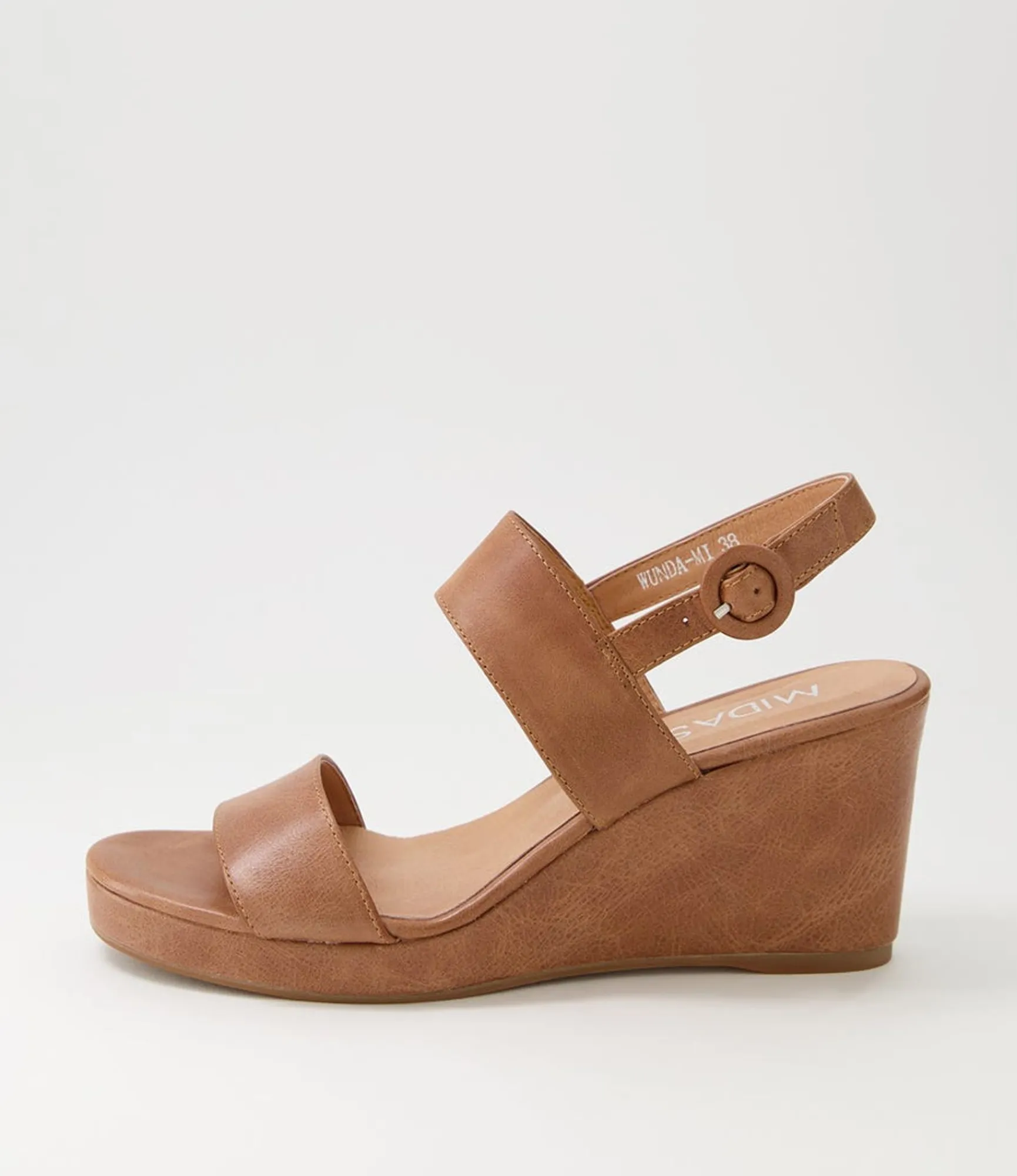 New Midas Shoes Wunda Dark Tan Leather Sandals