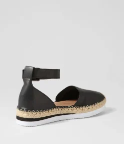 Clearance Midas Shoes Wynona Black Leather Espadrilles