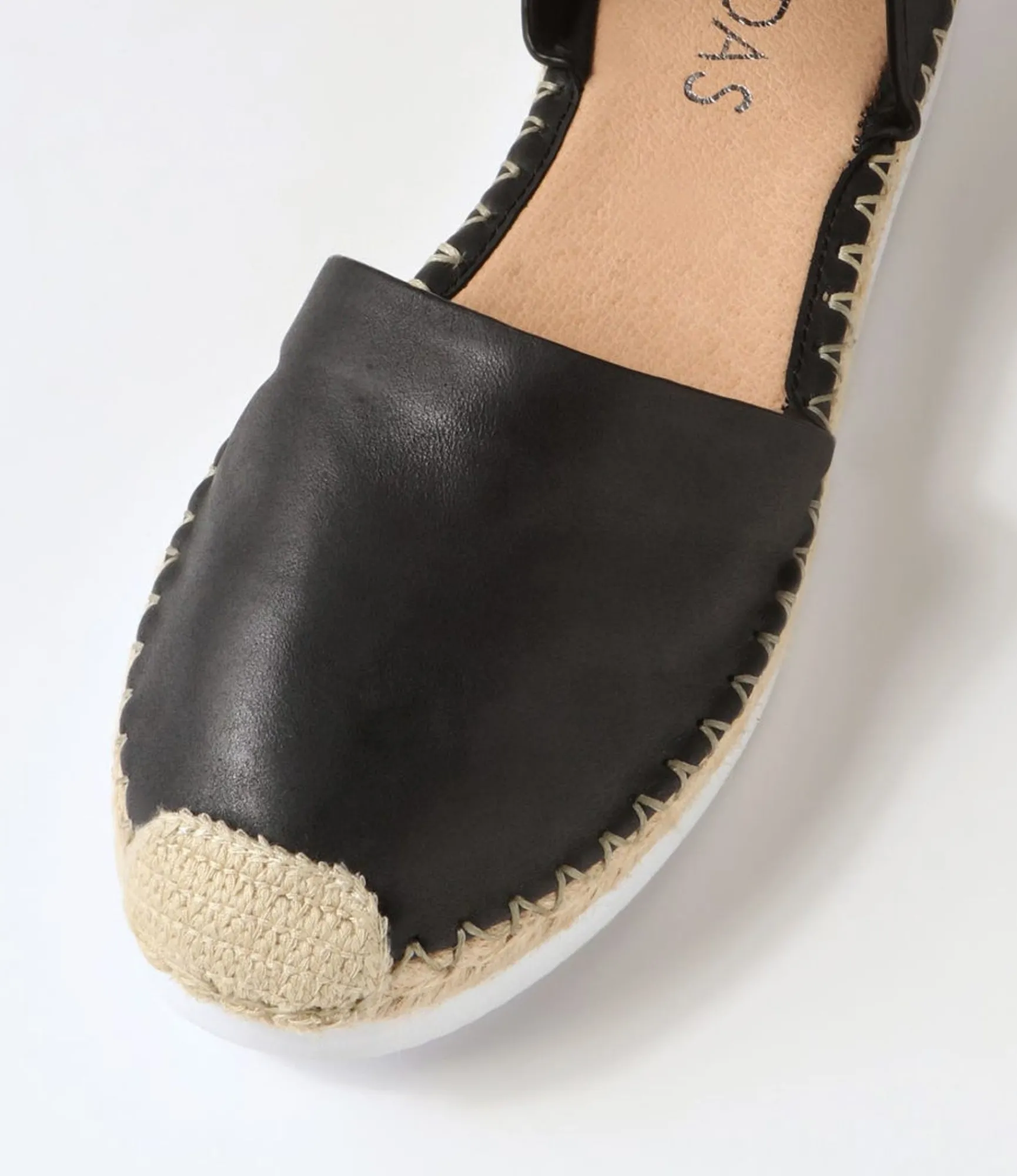 Clearance Midas Shoes Wynona Black Leather Espadrilles