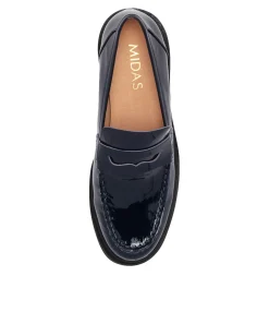 Fashion Midas Shoes Xana Navy Patent Leather Heels