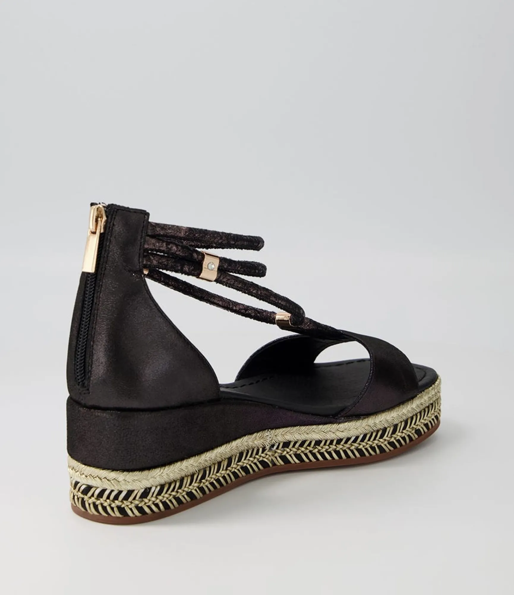 Cheap Midas Shoes Xavia Black Shimmer Leather Sandals