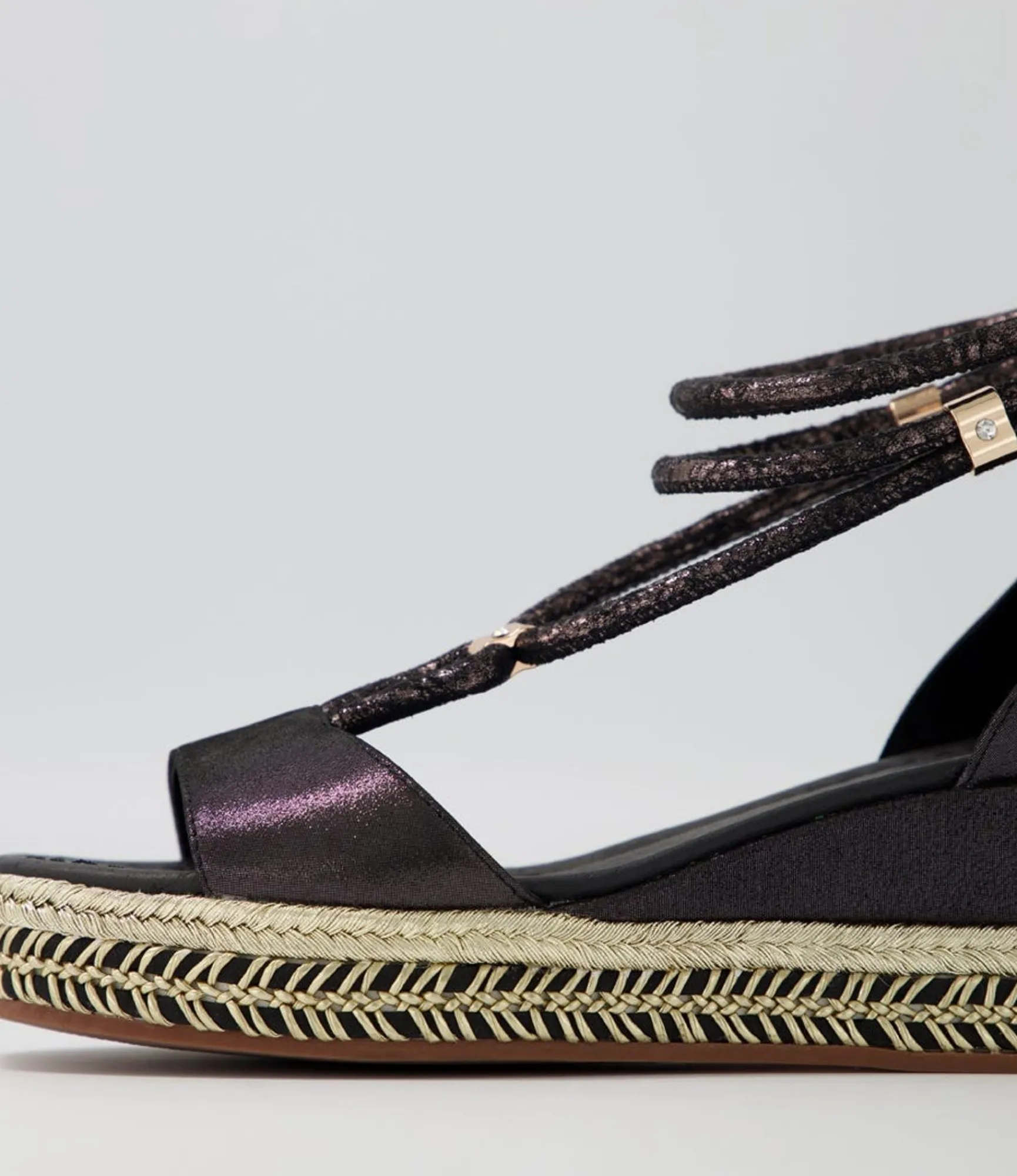 Cheap Midas Shoes Xavia Black Shimmer Leather Sandals