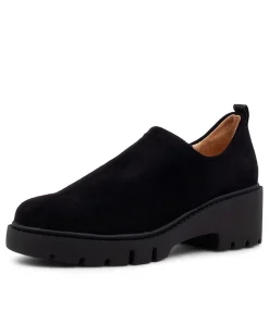 Shop Midas Shoes Xilis Black Stretch Microsuede Heels
