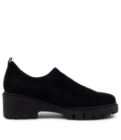 Shop Midas Shoes Xilis Black Stretch Microsuede Heels