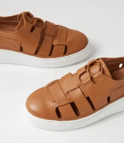 Online Midas Shoes Yaos Dark Tan White Leather Sneakers