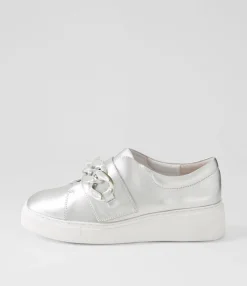 Best Sale Midas Shoes Yessa Silver White Leather Sneakers