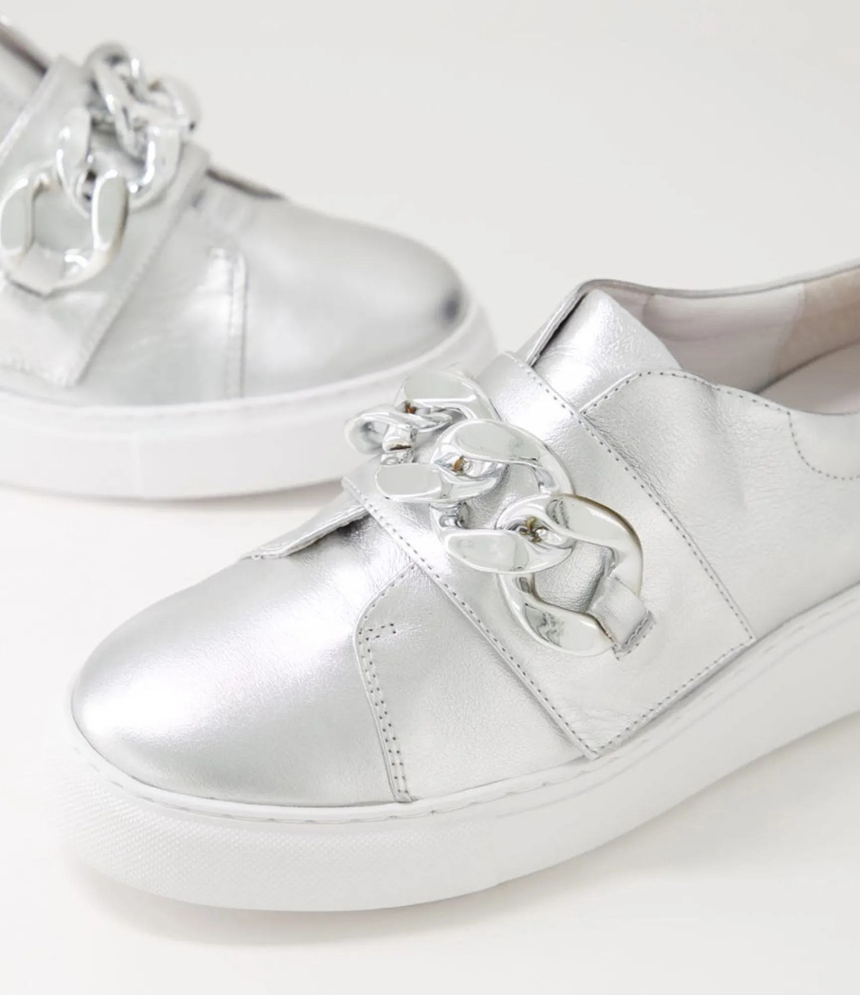 Best Sale Midas Shoes Yessa Silver White Leather Sneakers