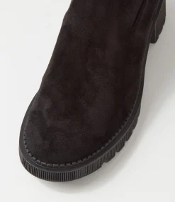 Cheap Midas Shoes Zarah Black Stretch Microsuede Knee High Boots