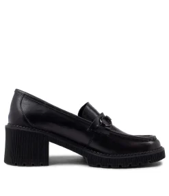 Store Midas Shoes Zoei Black Leather Heels