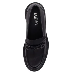 Store Midas Shoes Zoei Black Leather Heels