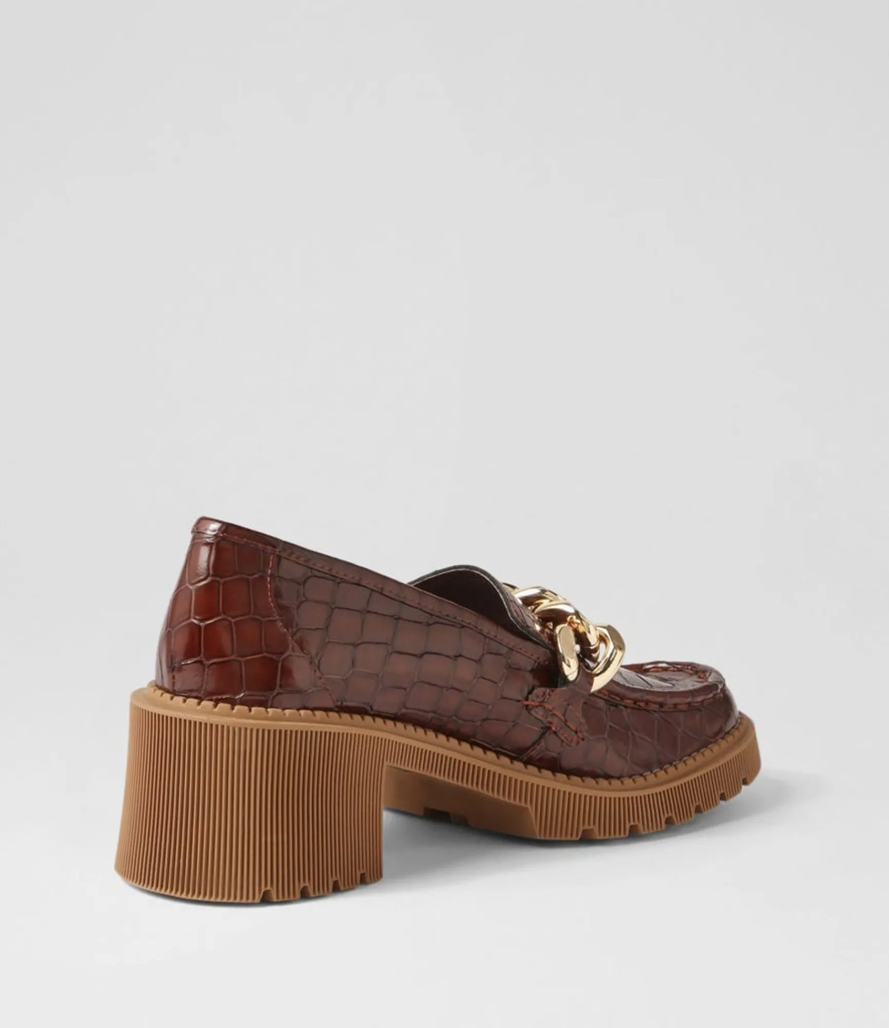 Best Midas Shoes Zuzu Nutmeg Croc Leather Heels