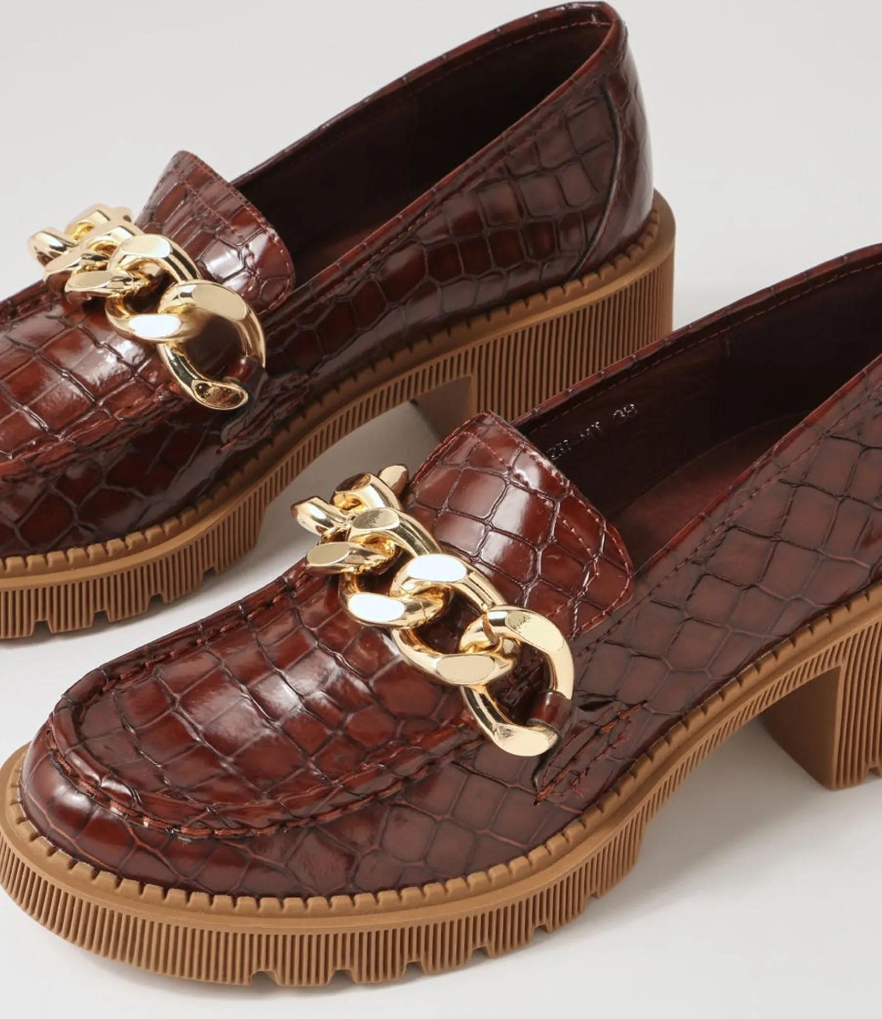 Best Midas Shoes Zuzu Nutmeg Croc Leather Heels